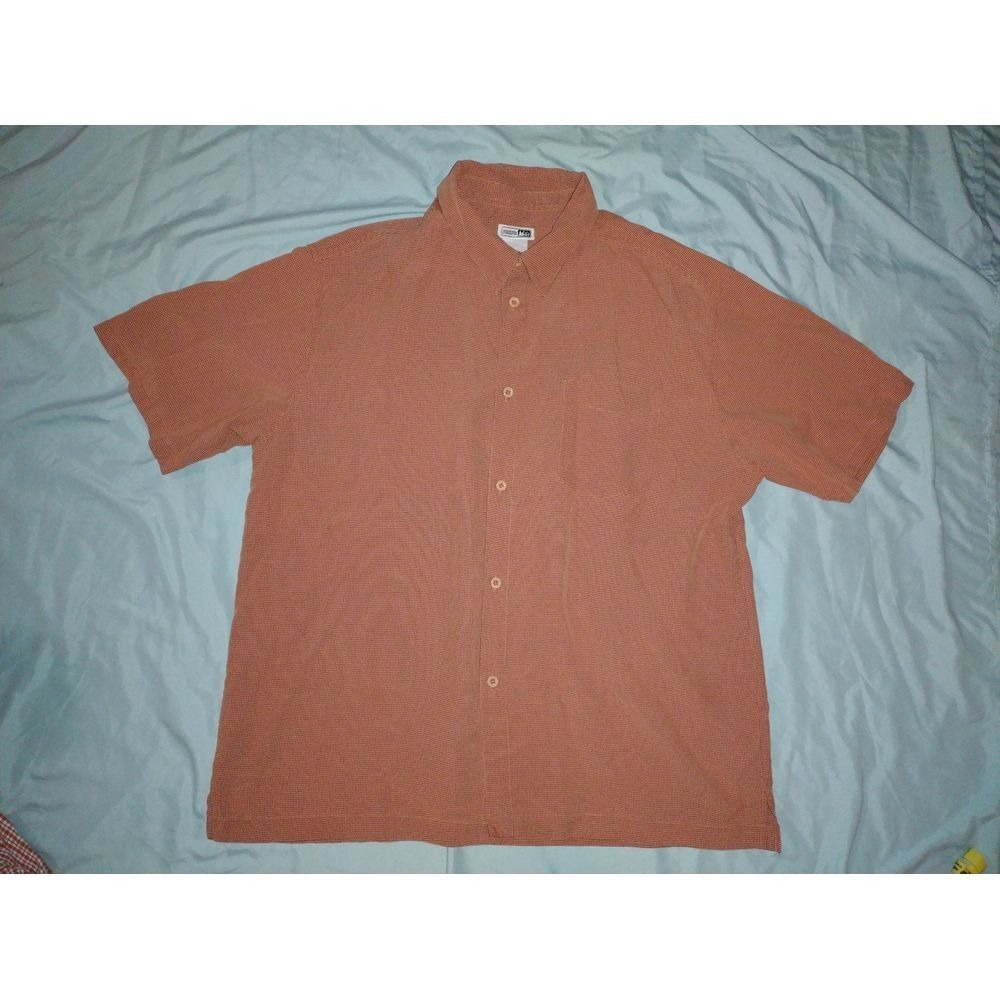 REI Mens XL Short Sleeve Button Up Shirt Brown Plaid Casual Outdoor
